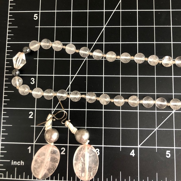 Vintage Glass Bead Necklace & Rose Quartz Earrings - Picture 5 of 9